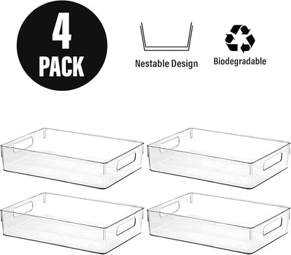 Clear Plastic Storage Bins, Pantry Organizers and Storage, Kitchen Organization and Storage Containers Bins for Organizing, Fridge, Freezer, Bathroom, Pantries, Medicine Cabinet Organizer Bin - Image 4