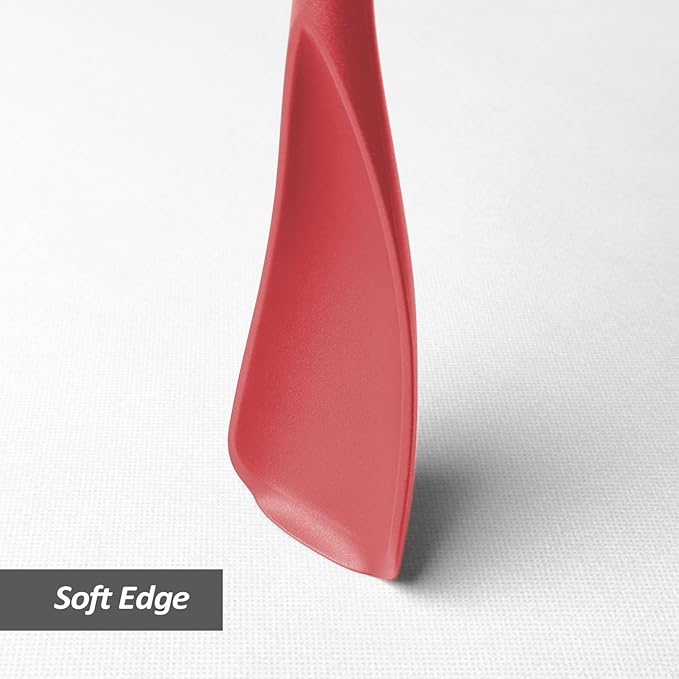 Cooking Spoon for Nonstick Cookwares, VOVOLY Silicone Spoon for Mixing, Scoop, and Scrape,Seamless Design, 12.6'', 2 Pack, Red - Image 5