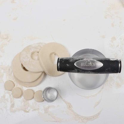 HULISEN 3.5 inch Biscuit Cutter, Stainless Steel Round Cookies Cutter with Soft Grip Handle, and Small Biscuit Cutter, Professional Baking Dough Tools, Gift Package