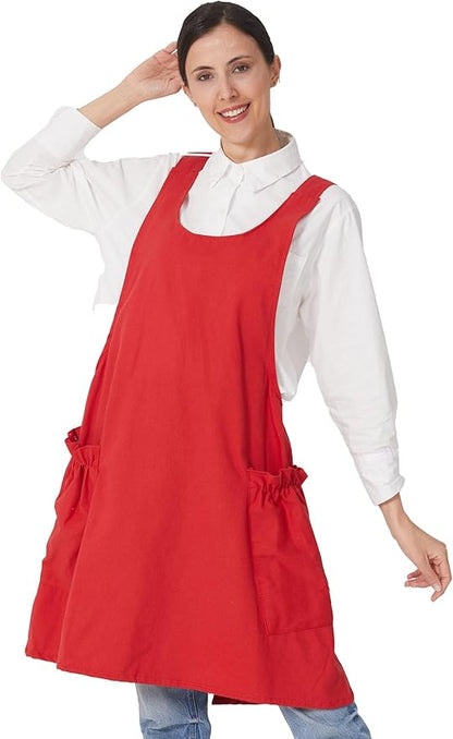 Cozy Adjustable Cross Back Aprons for Women with Pockets Cotton Linen Cooking Kitchen Baking