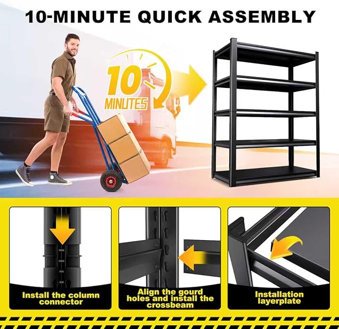 71" Hx35 Wx16 DMetal Garage Shelving 5 Tier Storage Shelves,Adjustable Heavy Duty Shelving Unit and Storage Large Rack,Utility Steel Shelf 2 Pack for Shop Warehouse Industrial Pantry Basement