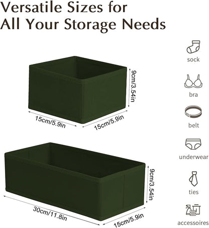 DIMJ Drawer Organizers Clothes, Set of 4 Dresser Organizer Bins, Fabric Closet Organizers and Storage, Shallow Drawer Dividers for Nursery, Clothing, Baby Clothes, Socks, Underwears, Tie (Green) - Image 2