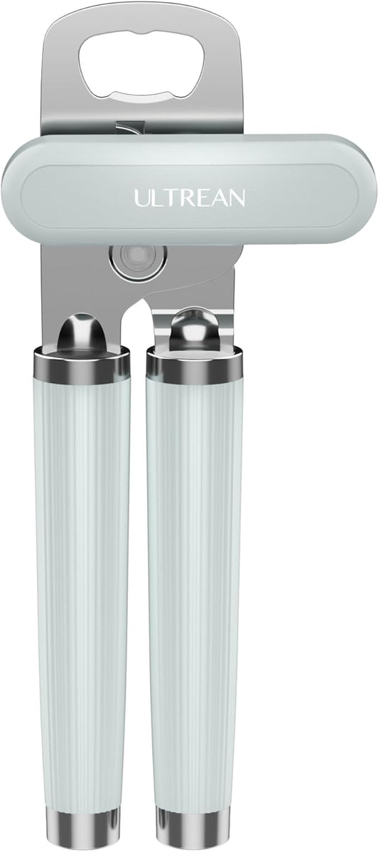 Ultrean Manual Can Opener Bottle Opener, Heavy Duty Stainless Steel Smooth Edge Manual Hand Held Can Opener With Soft Touch Handle, Rust Proof Oversized Handheld Easy Turn Knob (Mint Green) by Ultrean
