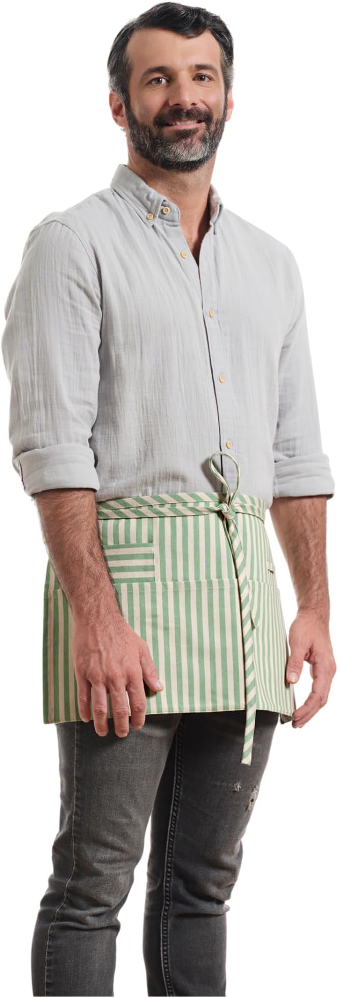 MEEMA Chef Waist Apron Cotton Fabric |Washable & Breathable Waitress & Server Half Aprons for Women with Pockets & Long Waist Straps | Cooking, Baking, Grilling & Crafting