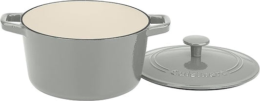 Cuisinart Chef's Classic Enameled Cast Iron Round Covered Casserole (Tea Grey, 3- Quart) by Cuisinart
