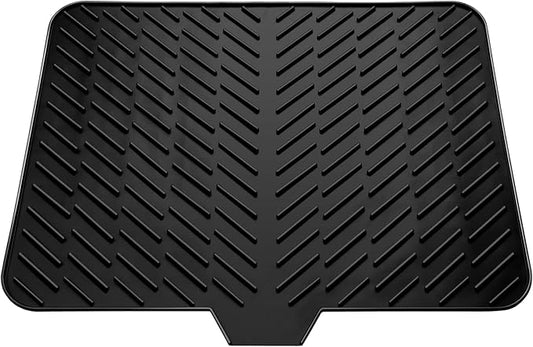 Silicone Drying Mat, 23"X17" With Built-in Drain Lip,Heat-Resistant,Eco-friendly,Hygienic Drying Pad,Leak-Proof and Non-Slip,Silicone Dish Drying Mat for Kitchen Counter or Sink（Black 23X17） by LKYLIVE