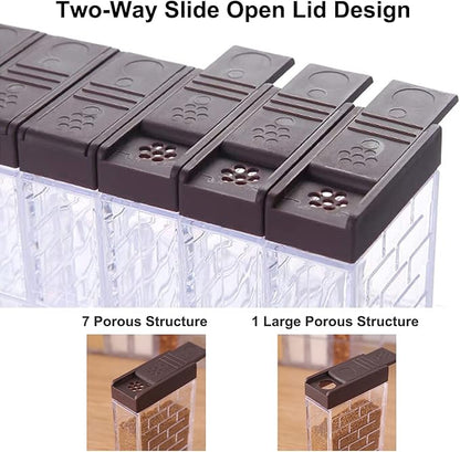 12 PCS Spice Shaker Jars, Salt and Pepper Shakers Set, Seasoning Shaker Boxes Condiment Set, Plastic Spice Dispenser Cases Clear Seasoning Storage Container Bottles with Lid & Tray (#A) - Image 3