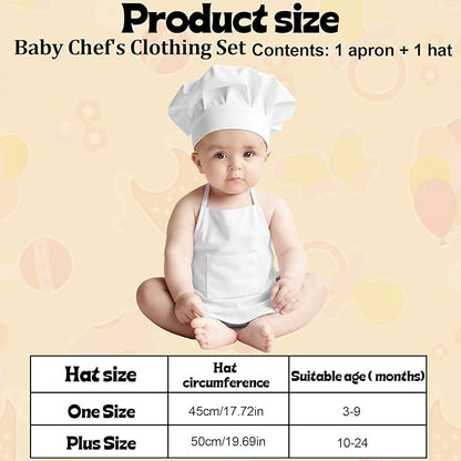 2PCS Baby Chef Outfit Set, Baby Apron and Chef Hat for Newborn Photography, Toddler Cook Role Play Costume