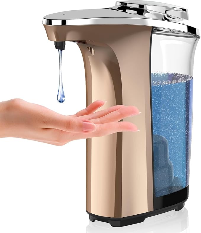 Automatic Soap Dispenser, PZOTRUF Touchless 17oz/500ml with Upgraded Infrared Sensor, 5 Adjustable Soap Dispensing Levels, Liquid Hand Soap Dispenser for Bathroom (Rose Gold) by PZOTRUF-EnjoyCleanerLife