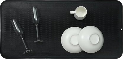 MicoYang Silicone Dish Drying Mat for Multiple Usage,Easy clean,Eco-friendly,Heat-resistant Silicone Mat for Kitchen Counter or Sink,Refrigerator or Drawer Liner Black 5XL 36inches x 18inches - Image 5