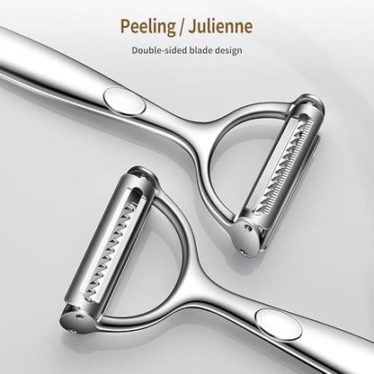 Julienne Peeler Vegetable Peeler with Clean Brush, Julienne Peeler for Kitchen, Potato Apple Vegetable Peelers for Kitchen, 2 in 1 Blade Spin Design With Julienne Function, 1 Pack