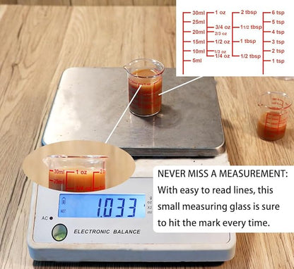 High Borosilicate Glass Measuring Cup with V-Shaped Spout, 30ml (1oz) | Pack of 2 – Precision Glass Measuring Cup for Kitchen & Bar - Image 4