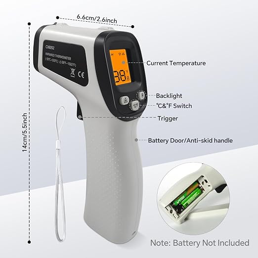 Digital Infrared Thermometer Gun for Cooking,BBQ,Pizza Oven, Infrared Thermometer Laser with Backlight,-58℉~1022℉(-50℃~550℃) Handheld Non Contact Heat Laser Temperature Gun (Not for Human)