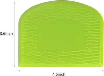 ALLTOP Bowl Spatula & Bench Scraper,Flexible Plastic Multipurpose Kitchen Pastry Cutter Tool,Food Scrappers for Bread Dough Baking Cake Fondant Icing,Set of 2 Pieces - White,Green - Image 2