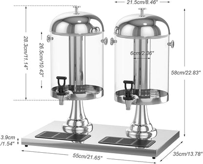 Beverage Dispensers, 4.4 Gallon/16-L Commercial Beverage Dispenser Cold Drink Dispenser Stainless Steel Drink Dispensers with Centre Ice Core and Stand Drip Trays for Parties Pub Cafeteria - Image 2
