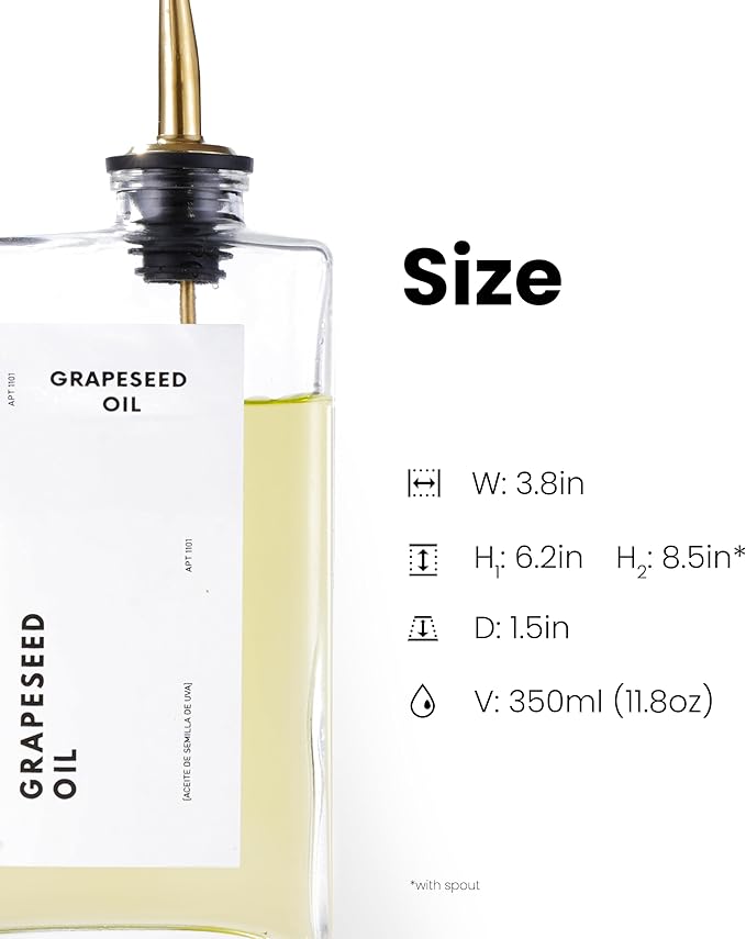 APT 1101 Olive Oil Dispenser for Kitchen, Cooking Oil and Vinegar Dispenser Set, Olive Oil Bottle, Soy sauce dispenser, coffee syrup bottles with stainless steel pourers (Gold, Set of 4) - Image 2