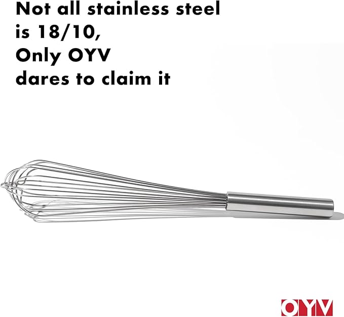 OYV 18/10 Stainless Steel Large Whisk, 17" Commercial Heavy Duty Whisk for Whipping Eggs, Mixing Batter, Making Sauces, Long Wisk Dishwasher Safe - Image 2