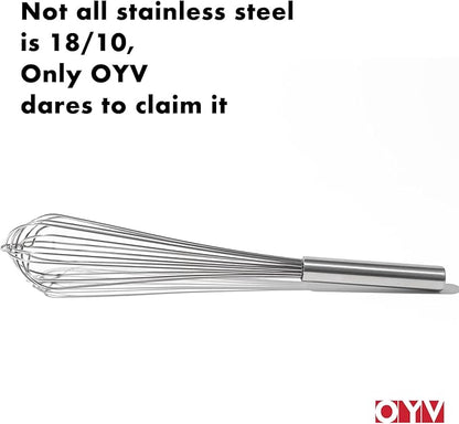 OYV 18/10 Stainless Steel Large Whisk, 17" Commercial Heavy Duty Whisk for Whipping Eggs, Mixing Batter, Making Sauces, Long Wisk Dishwasher Safe - Image 2