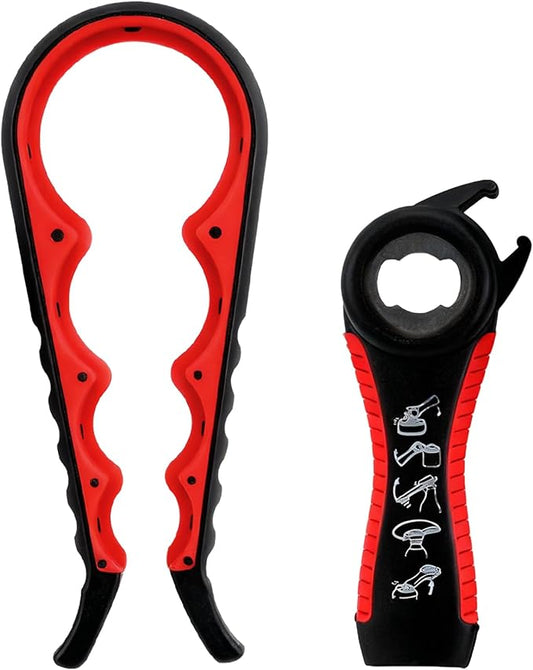Bottle Opener for Arthritic Hand,Jar Opener for Old People, Children, Women, Those with Weak Hands,Multifunctional Kitchen Gadgets (B-red) by GZLT