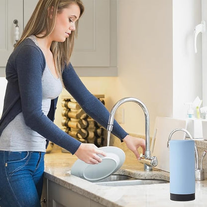 Silicone Dishwashing Soap Dispenser, Dish Soap Squeeze Bottle Silicone Divided Bottle for Kitchen and Bathroom(Color:Blue)