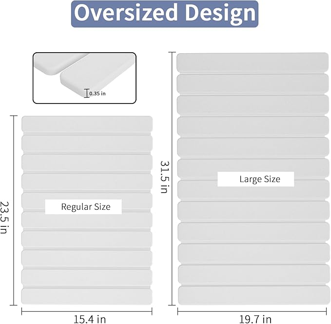 Large Stone Bath Mat 31.5 x 19.7in, Quick Dry Diatomaceous Earth Mats for Bathroom, Super Absorbent Foldable Bath Stone Mat, Non Slip, Dish Drying Mat for Kitchen Counter - Image 2