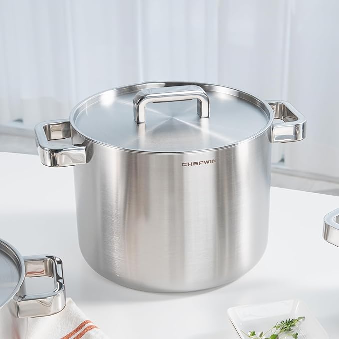 316 Stainless Steel 8.5 Quart Stock Pot with Lid Cooking Pot, 5Ply, All Stoves Compatible, Induction Cookware, Dishwasher Safe, Stay Cool Handle