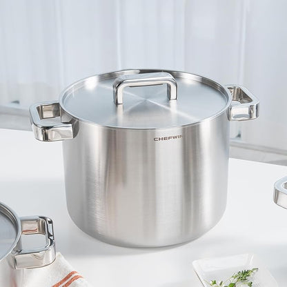 316 Stainless Steel 8.5 Quart Stock Pot with Lid Cooking Pot, 5Ply, All Stoves Compatible, Induction Cookware, Dishwasher Safe, Stay Cool Handle