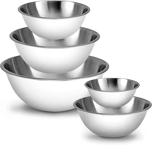 WHYSKO Meal Prep Stainless Steel Mixing Bowls Set, Home, Refrigerator, and Kitchen Food Storage Organizers | Ecofriendly, Reusable, Heavy Duty (White) by WHYSKO