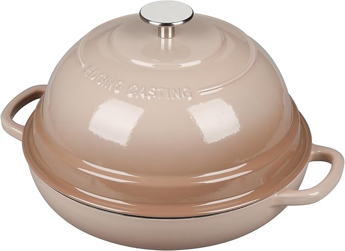 EDGING CASTING Enameled Cast Iron Dutch Oven Pot with Lid, Round Bread Oven for Homemade Sourdough Bread Baking, 6 Quart, Mocha - Image 5