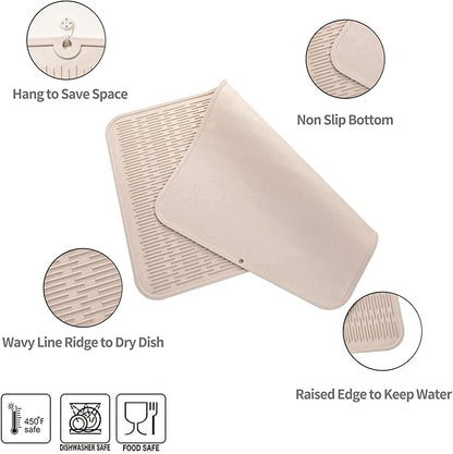 MicoYang Silicone Dish Drying Mat for Multiple Usage,Easy clean,Eco-friendly,Heat-resistant Silicone Mat for Kitchen Counter or Sink,Refrigerator or Drawer Liner Tapioca 4XL 32 inches x 18 inches - Image 4