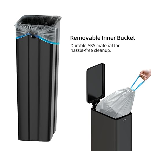 Soft-Close Trash Can with lid，8 Gallon/30L Anti-Fingerprint Stainless Steel Garbage Can with Foot Pedal for Kitchen, Black - Image 6