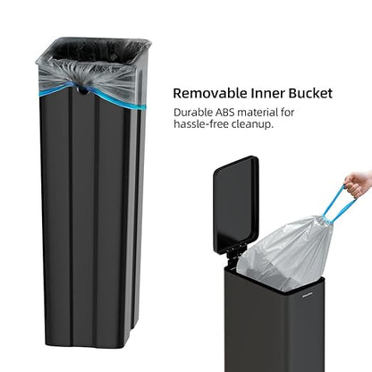 Soft-Close Trash Can with lid，8 Gallon/30L Anti-Fingerprint Stainless Steel Garbage Can with Foot Pedal for Kitchen, Black - Image 6