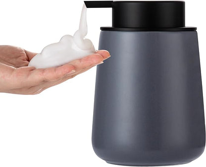 Enra Foaming Soap Dispenser,12 oz Foam Ceramic Hand Soap Dispenser, for Bathroom,Kitchen with Easy-to-Press Pump (Gray Foam Type)