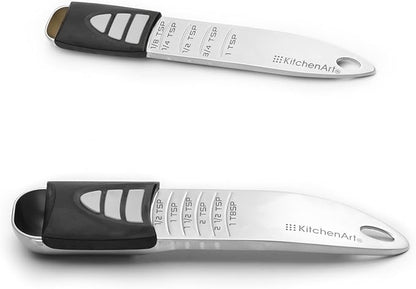 KitchenArt Stainless Steel Pro Sliding Adjust-A-Tablespoon and Teaspoon, Adjustable Measuring Spoon Set by KitchenArt