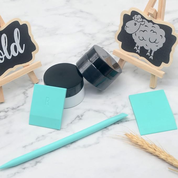 6 Pieces Screen Printing Squeegee Mini Squeegees Set, Self Adhesive Screen Stencil Squeegee, Chalk Paste Squeegees and Rubber Stick, Screen Stencils Tools for Chalk Paste or Ink