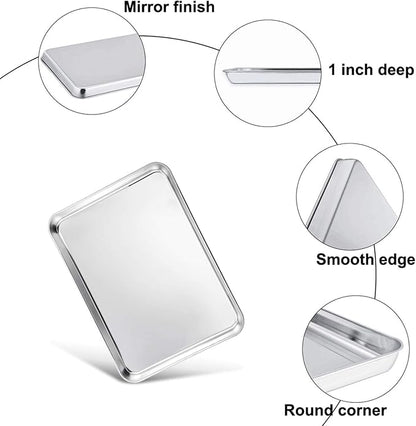 TeamFar Toaster Oven Pan Tray with Cooling Rack, Stainless Steel Toaster Ovenware Pan, Compact 8''x10.5''x1'', Healthy & Non Toxic, Rust Free & Easy Clean - Dishwasher Safe