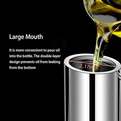 Sumerflos Olive Oil Dispenser Bottle Stainless Steel, 700ml/24oz Drip-Free Pouring Oil Pot, Large Oil Storage Container for Salad and Kitchen Cooking