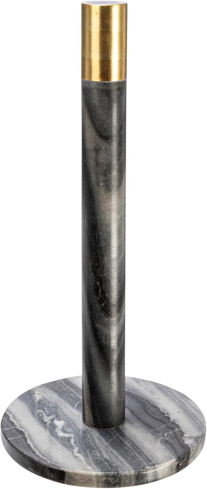 Modern Marble Paper Towel Holder with Brass Detail, Grey by Bloomingville