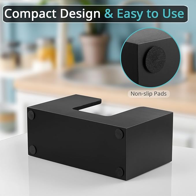 Paper Towel Dispenser Countertop, Wooden Bathroom Paper Towel Holder, Black Napkin Holder for Kitchen, Countertop Multifold C-Fold, Z-Fold, Trifold Paper Hand Towel Dispenser for Bathroom Toilet - Image 7