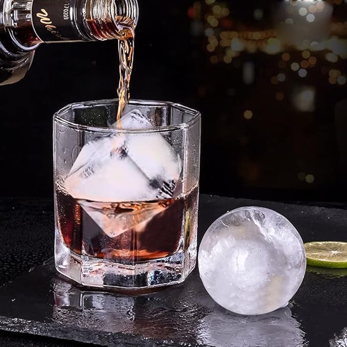 ROTTAY Ice Cube Trays (Set of 2), Sphere Ice Ball Maker with Lid & Large Square Ice Cube Maker for Whiskey, Cocktails and Homemade, Keep Drinks Chilled, Grey - Image 2