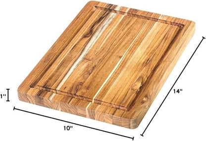 Teakhaus Cutting Board - Small (S) Wood Cutting Board with Juice Groove (14”L x 10”W) Holiday Gift Ideas for Men and Women - Gift-Ready, Thin, Lightweight, Reversible, Knife Friendly - FSC Certified - Image 11