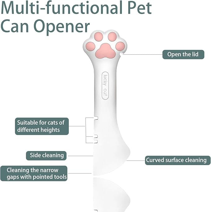 4pcs gray Pet Food Can Supplies Set，Silicone Cat Dog Food Can Lids Spoons with Multi-Function Cat Food Spoon and Opener Cute Paw Shape Opener Spatula Wet Food Spoon