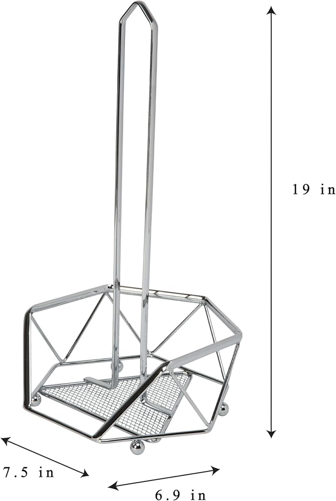 Kitchen Details Geode Paper Towel Holder | Countertop | Free Standing | Holds 1 Large Roll | Rust Resistant | Decorative | Chrome