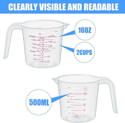 DTDNZKN 3 Pack Measuring Cup Set, Includes 250Ml (1-Cup), 500Ml (2-Cup) and 1000Ml (4-Cup) Plastic Liquid Measuring Cups- Baking, Cooking, Mixing & Measuring Cups, Essential Kitchen Tools - Image 2