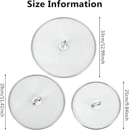 3 PCS Splatter Screen for Cooking, 25/29/ 33 cm Stainless Steel Grease Splatter Guard, Ultra Fine Mesh - Image 2