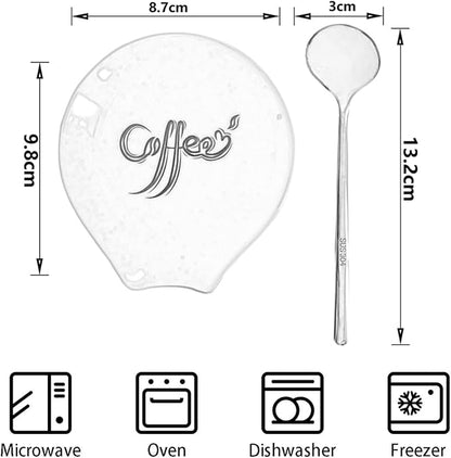 Coffee Spoon Rest, Small Ceramic Coffee Spoon Holder, Porcelain Spoon Holder, Ceramic Spoon Rest for Tablespoon,Teaspoon,Bar Spoon,Coffee Bar Accessories (Spoon Rest+Sliver Spoon) - Image 4