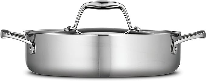 Tramontina Signature Tri-Ply Clad Stainless Steel 3-Quart Braiser Pan with Lid, Induction-Ready, Dishwasher-Safe, NSF-Certified, Made in Brazil - Image 2