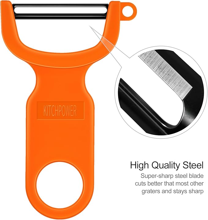 Original Vegetable Peeler, Potato Peelers for kitchen Carbon Steel Blade 3-Pack Green/Orange/Black - Image 6