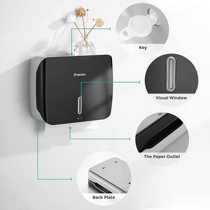 Paper Towel Dispenser Wall Mount - No-Drill Adhesive Multifold Paper Towel Dispenser for RV Bathrooms, Guest Suites & Compact Kitchens, Locking Commercial Design - Image 4