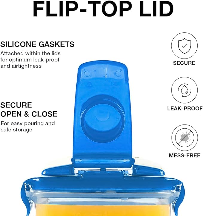 LocknLock Aqua Fridge Door Water Jug with Handle BPA Free Plastic Pitcher with Flip Top Lid Perfect for Making Teas and Juices, 2 QT, Blue (Pack of 5) - Image 5